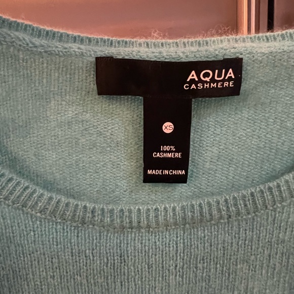 Aqua Cashmere Color Block Turquoise and Black Sweater Size XS - Picture 3 of 4